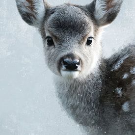Cerf dans la lumière d'hiver Tendresse dans le silence glacial sur Eva Lee