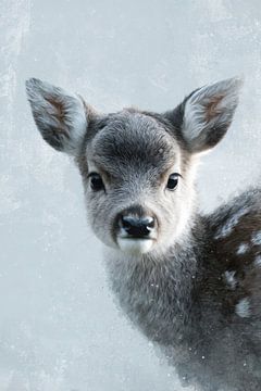 Cerf dans la lumière d'hiver Tendresse dans le silence glacial