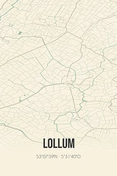 Vintage landkaart van Lollum (Fryslan) van Rezona