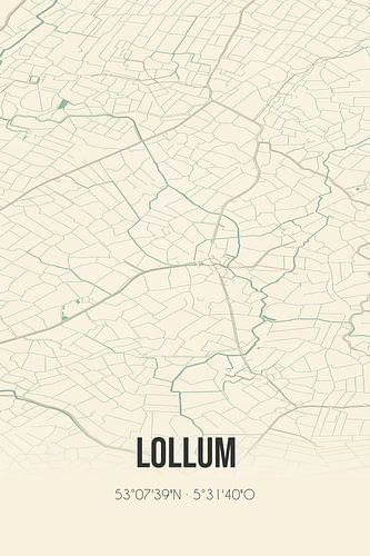 Vintage landkaart van Lollum (Fryslan)