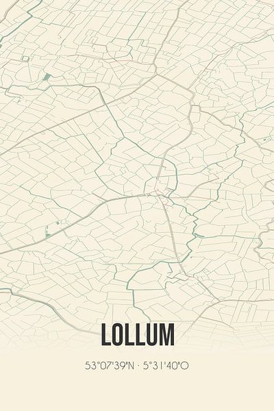 Vintage map of Lollum (Fryslan) by Prints of Place