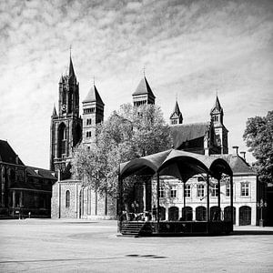 Het Vrijthof in Maastricht in zwart-wit