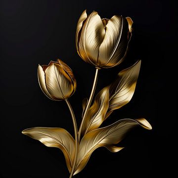 Gouden tulpen van Koffie Zwart