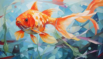 Panorama abstrait de poissons rouges sur TheXclusive Art