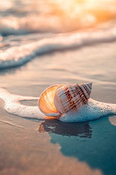 Schelp op het strand van Poster Art Shop
