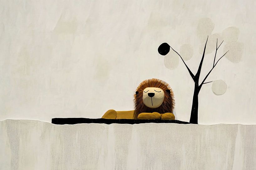 Lion et arbre design minimaliste par Art & Soul Creations