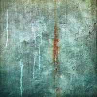 Grunge abstract in gedempt turkoois met roest