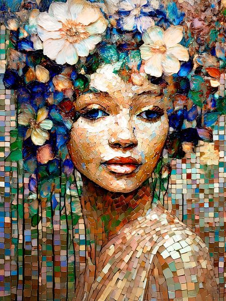 Portrait boho chic d'une femme avec des fleurs par Studio Pieternel