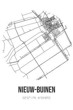 Nieuw-Buinen (Drenthe) | Landkaart | Zwart-wit van Rezona