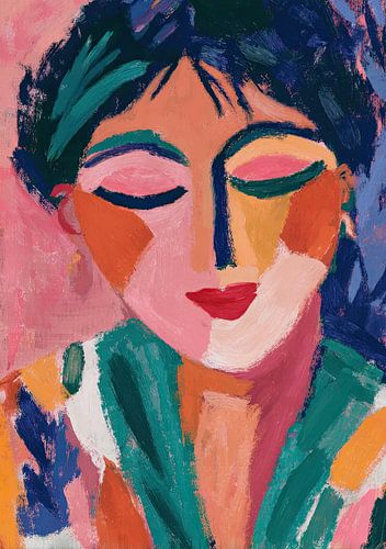 Serene - Abstract portret in krachtige kleuren