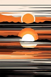 Coucher de soleil abstrait avec lignes sur Art & Soul Creations