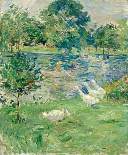 Girl in a Boat with Geese, Berthe Morisot by Masterful Masters
