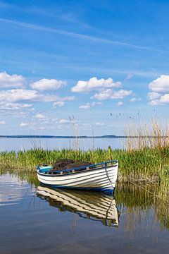 Vissersboot op het Achterwasser bij Warthe op het eiland Usedom van Rico Ködder