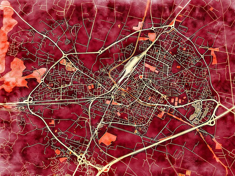 Carte de Narbonne avec le style 'Amber Autumn' par Maporia