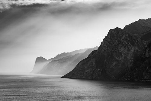 Garda lake in Black White