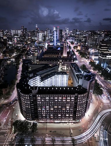 Coolsingel Rotterdam at nightfall by Jeroen van Dam