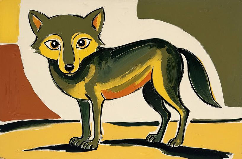 Expressieve abstracte wolf kunst van Art & Soul Creations