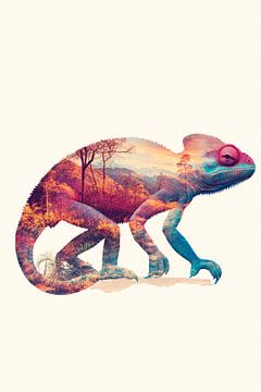 Kameleon met landschap