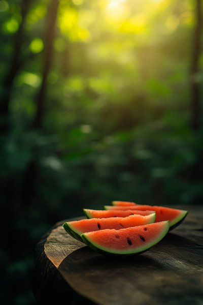 Fresh watermelon slices in the forest by Poster Art Shop