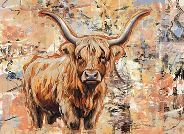 Schotse hooglander collage kunst van Emiel de Lange