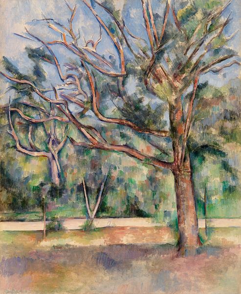 Bomen en weg, Paul Cézanne  (1890) van Atelier Liesjes