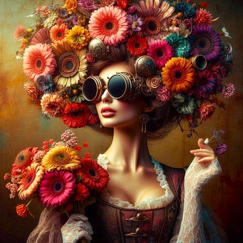 head full of flowers