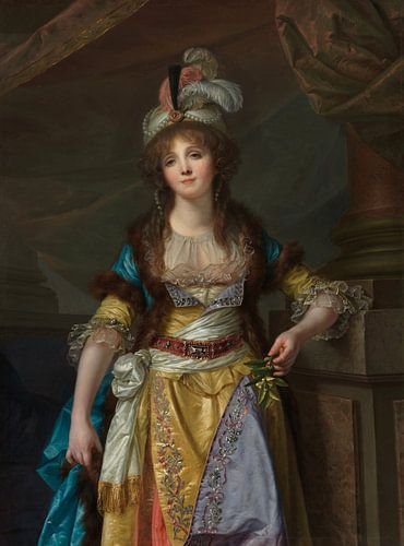 Jean-Baptiste Greuze – Porträt einer Dame in türkischer Tracht – Klassischer Porträtdruck