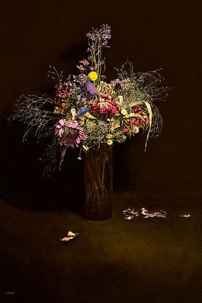 Bouquet dans un vase en verre par Bram Stoof