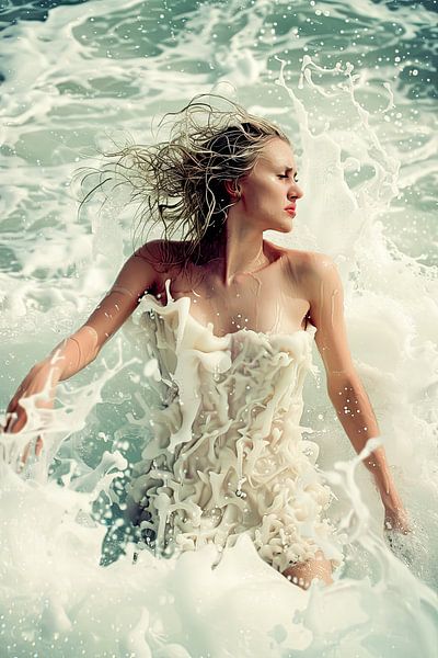 bride in the surf by Egon Zitter
