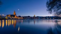 Flood water at the Stone Bridge in Regensburg, Bavaria