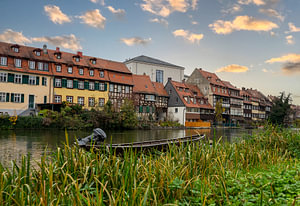 Blick auf das alte Klein-Venedig mit der Regnitz in Bamberg, Bayern, Deutschland