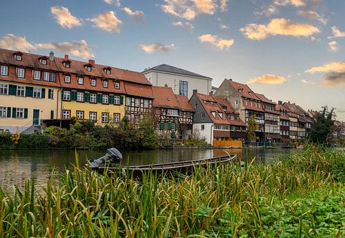 Uitzicht op het oude Klein Venetië met de Regnitz in Bamberg, Beieren, Duitsland
