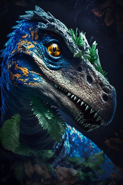 Vélociraptor du Jurassique bleu par Mutschekiebchen