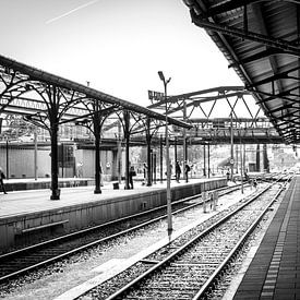 Central Station Groningen, Netherlands, Track 1 (black&white)  by Klaske Kuperus