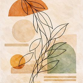 Abstract Botanical Line Art for Scandinavian Interior by Dodik Hariyono