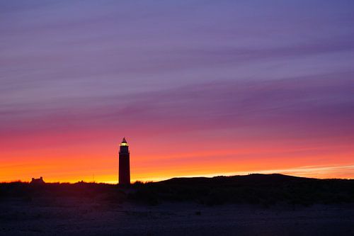 Texel lighthouse at colourful sunset