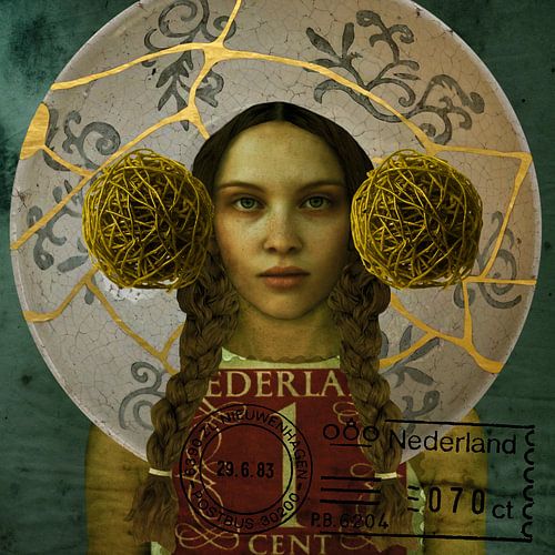 Pop-Art Beauty Holland Goud Postzegel van Yvonne Zeldenthuis