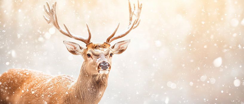 Deer in the snowfall by Poster Art Shop