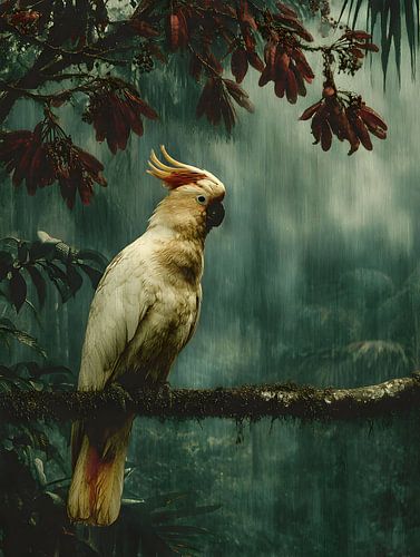 Een kaketoe in het regenwoud