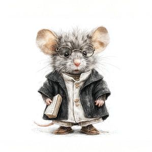 schattige muis verkleed als professor muis kinderkamer decoratie