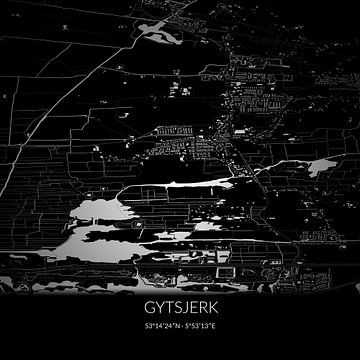 Zwart-witte landkaart van Gytsjerk, Fryslan. van Rezona