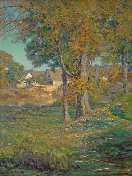 John Ottis Adams~Thornberry's Pasture, Brooklyn, Indiana (Eine Farm in Indiana) von finemasterpiece