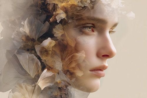 vrouw met bloemen abstract