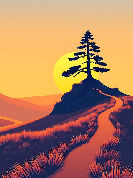 Kronkelend pad naar de bergtop van Ini Rendybovi