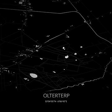 Schwarz-weiße Karte von Olterterp, Fryslan. von Rezona