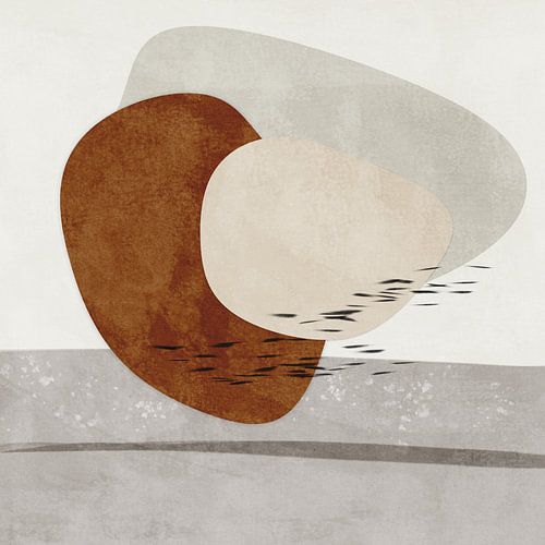 Geometrische Formen mit Texturen in erdigen Farben, Rostbraun und Beigetönen