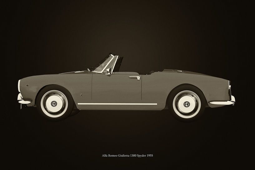Alfa Romeo Giulietta 1300 Spyder 1955 in B&W van Jan Keteleer (JanKé): Een reis voorbij het canvas