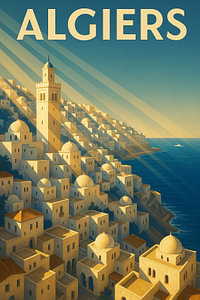 Algier Art Deco Poster - Die weiße Stadt am Meer