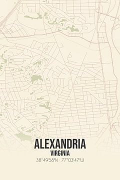 Vintage landkaart van Alexandria (Virginia), USA. van Rezona