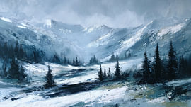 Paysage hivernal : panorama abstrait sur TheXclusive Art